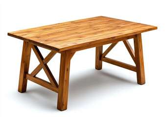 Fototapeta premium Stylish wooden table with a rustic design, perfect for dining or working.
