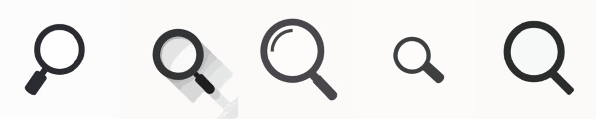 Flat Magnifying Glass Icon Vector – Search Symbol with Minimalist Design
