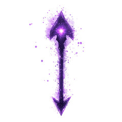 A Bioluminescent Purple Arrow with Glowing Particle Isolated on Transparent Background