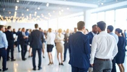 Obraz premium Blurred shot of business people at party or corporate event in office center