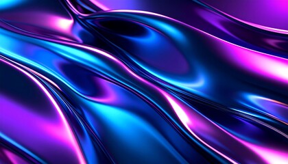 Abstract fluid metalic purple  blue waves.