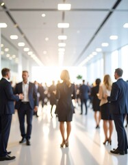 Fototapeta premium Blurred shot of business people at party or corporate event in office center