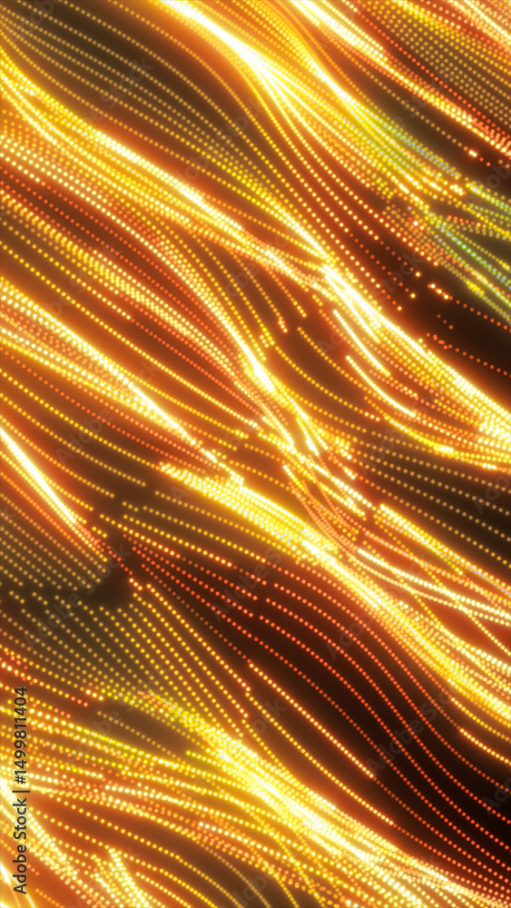 Poster dynamic golden light waves formed by glowing particles create a vibrant abstract energy background i