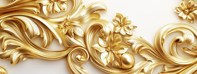 Ornate gold decorative panel with floral and scrollwork designs