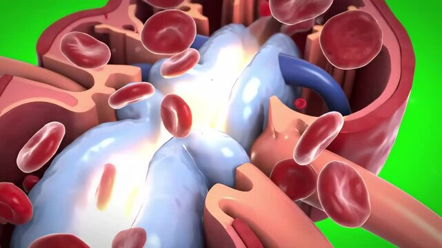 Human Kidney Anatomy Detailed Animation Showing Blood Flow and Internal Structures