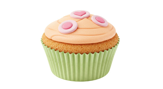 Isolated Cupcake with Pink Hearts