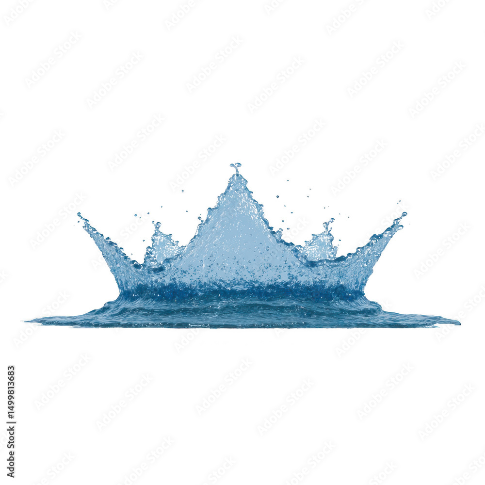 Poster splash of water forms crown shape against transparency background, capturing dynamic motion and flui