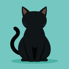 black cat on white background