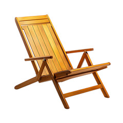 Contemporary Reclining Wooden Beach Chair with a Sl Isolated on Transparent Background