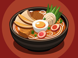 Delicious Japanese Ramen Bowl with Egg and Meat