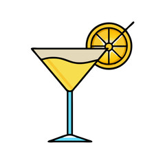 Lemon Martini Glass – Vector Drink with Lemon Garnish


