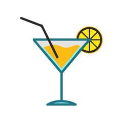 Lemon Martini Glass – Vector Drink with Lemon Garnish


