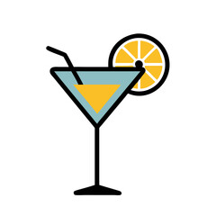 Lemon Martini Glass – Vector Drink with Lemon Garnish

