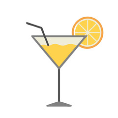 Lemon Martini Glass – Vector Drink with Lemon Garnish

