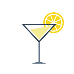 Lemon Martini Glass – Vector Drink with Lemon Garnish

