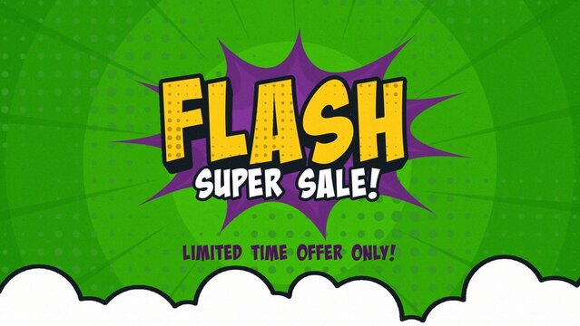 Comic Cartoon Flash Sale Discount Template