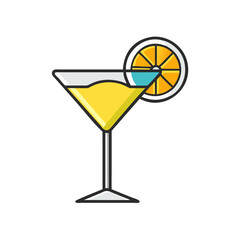 Lemon Martini Glass – Vector Drink with Lemon Garnish

