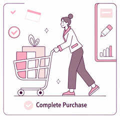 Woman completes online purchase with gifts