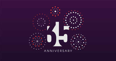 35th Anniversary Celebration Design With Fireworks on Dark Background, Perfect for Milestone Events and Invitations. Vector Illustration