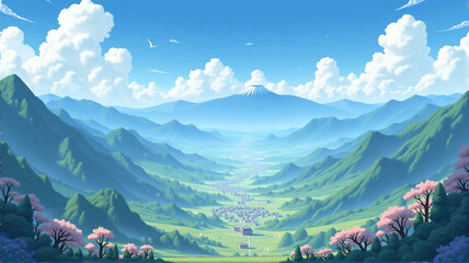 mountain landscape with clouds