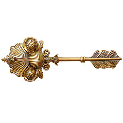 A Gilded Arrow with Baroque Shell Motifs Rococo Element Isolated on Transparent Background