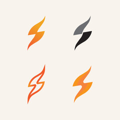 Modern Vector Lightning Bolt Logo with Electric Spark Icon for Energy and Power Branding Design