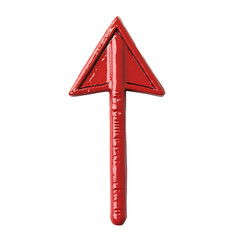 Bold Arrow with an Assertive Form in Cherry Red Color Isolated on Transparent Background