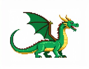 Obraz premium ドット、ドット絵、イラスト、ドラゴン