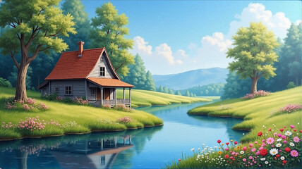 lake in the village
