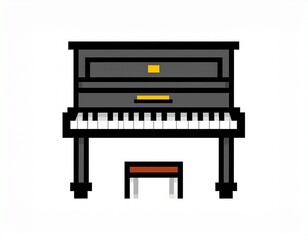ドット、ドット絵、イラスト、ピアノ、演奏