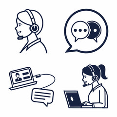 Professional customer service icons set, isolated cutouts