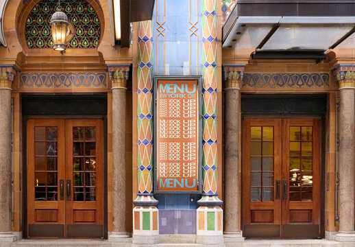 Chic NYC Restaurant Info Panel Mockup fro menu