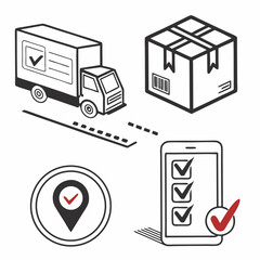 Professional delivery tracking icons, transparent background