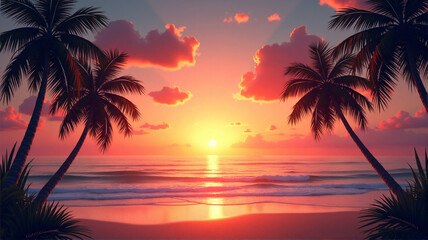 palm trees at sunset