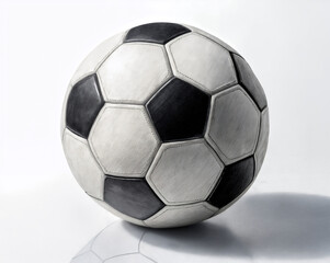 Black and white soccer ball isolated on white background ready for a game or competition