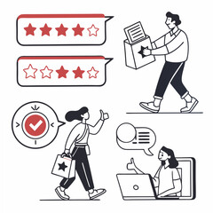 Professional customer feedback illustrations transparent background