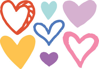 Collection set of doodle hearts