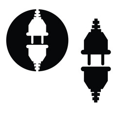 Abstract splash style vector Black-white Plug icon design . Plug Black-white  icon design template.