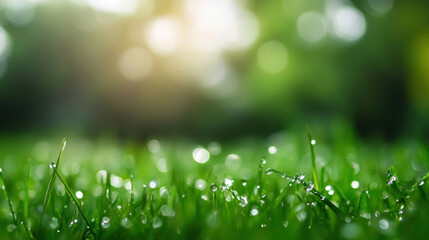 Obraz premium Lush green plants in Spring rain.