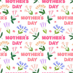 Seamless pattern Mother's Day, cute pattern with flowers for the holiday.