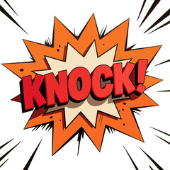 Vibrant Retro Comic Book Knock Sound Effect Design Element with Starburst