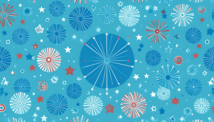 Abstract blue background with repeating circular and star-shaped patterns.