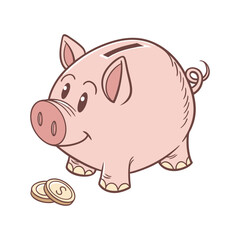 piggy bank with coins vector illustration