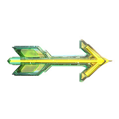 Futuristic Arrow with Digital Accents in Neon Lime Isolated on Transparent Background