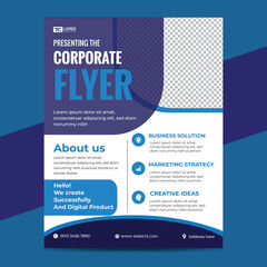 promotional corporate flyer design with brochure template, creative business design, advertise, use natural shape with blue color
