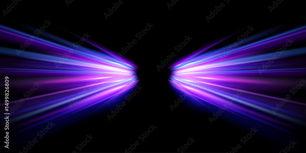 Poster neon glowing lines and dynamic light trails create a visual representation of high-speed internet co