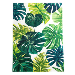 Tropical Beach Towel with Large Lush Leaf Patterns Isolated on Transparent Background