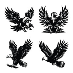 Eagle bird set bundle vector silhouette illustration isolated on a white background