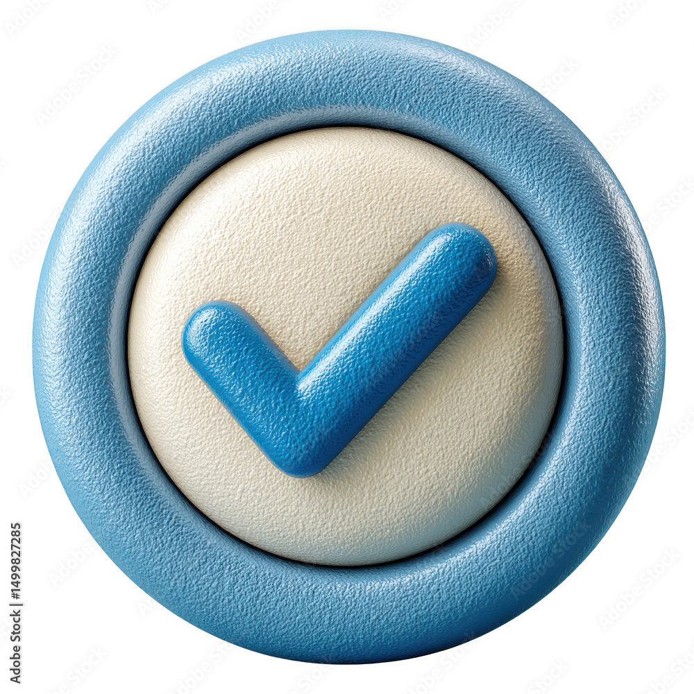 Poster 3d rendered checkmark button isolated on transparent background