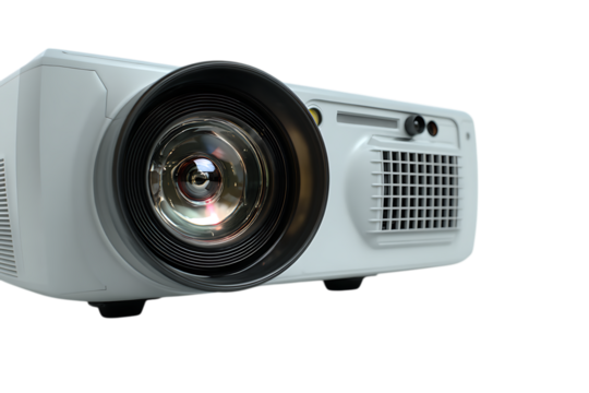 Modern white projector close up shot